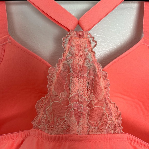 Cacique - Boost Plunge Front Closure Underwire Lace Neon Orange Coral Bra - 44C - Picture 12 of 12